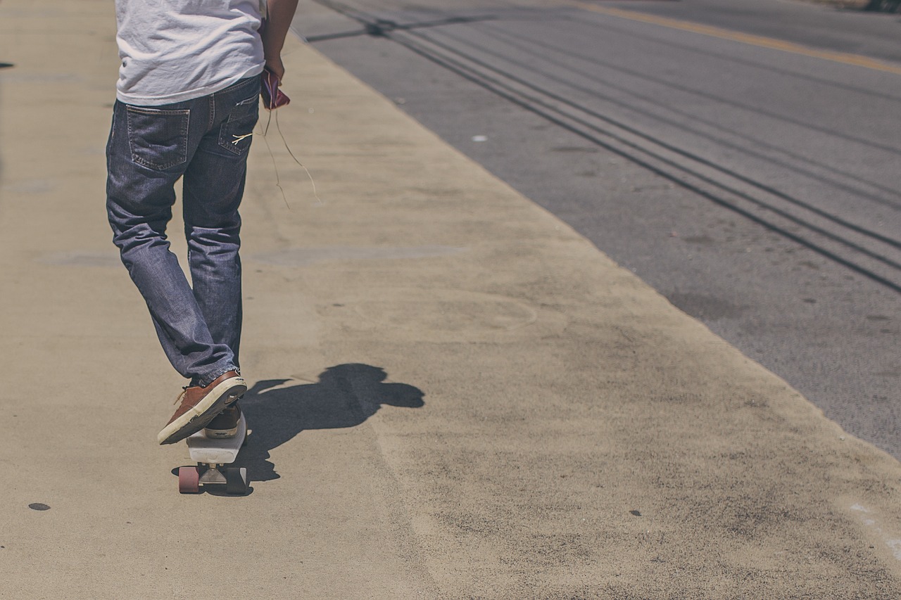 skateboarder, skateboard, street